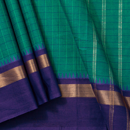 Green Kanchi Cotton Saree Ganga Jamuna Border PV MM KC 130 - Cotton Saree - Panjavarnam PV MM KC 130