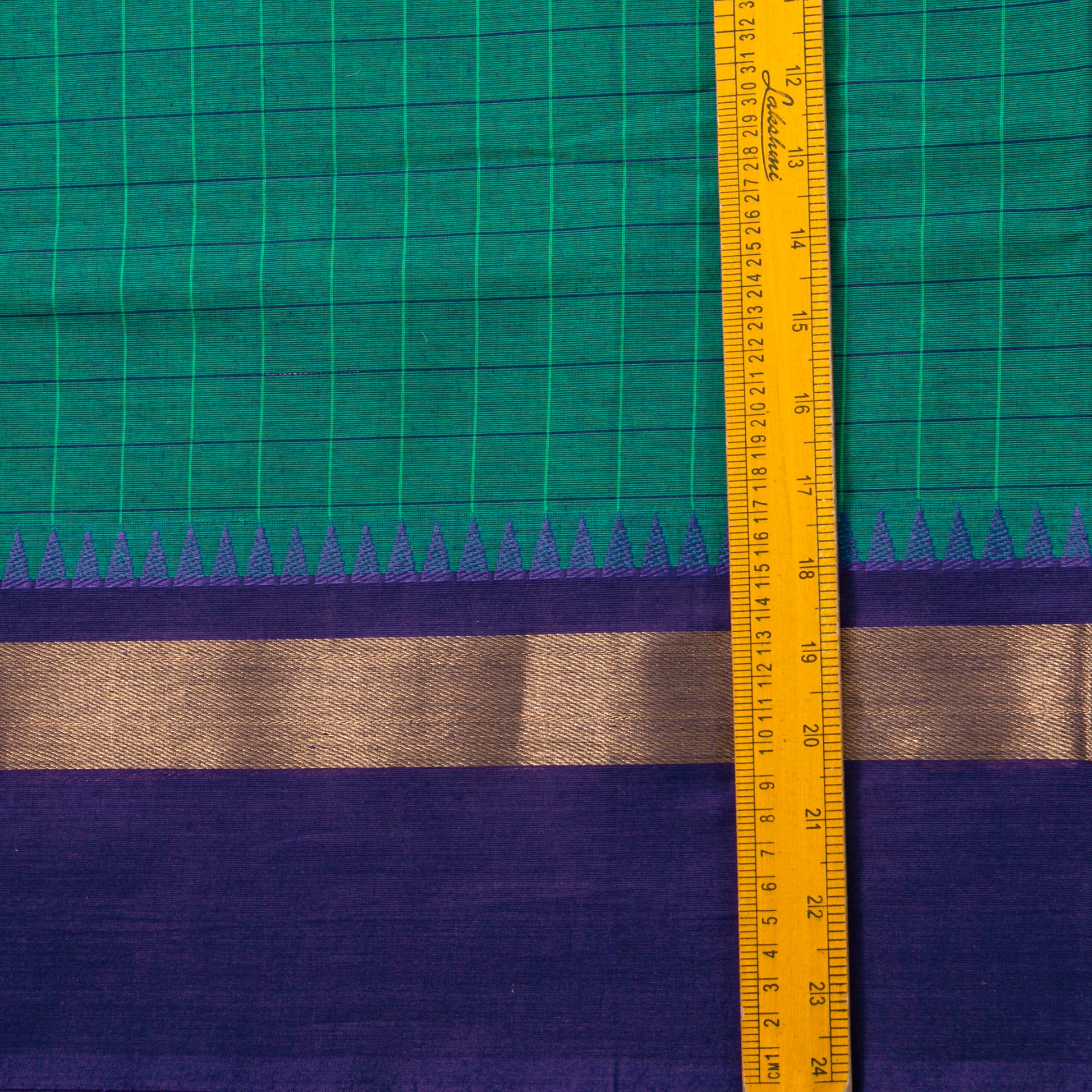 Green Kanchi Cotton Saree Ganga Jamuna Border PV MM KC 130 - Cotton Saree - Panjavarnam PV MM KC 130