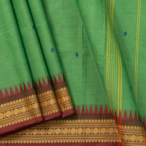 Green Kanchi Cotton Saree Ganga Jamuna Border PV MM KC 182 - Cotton Saree - Panjavarnam PV MM KC 182