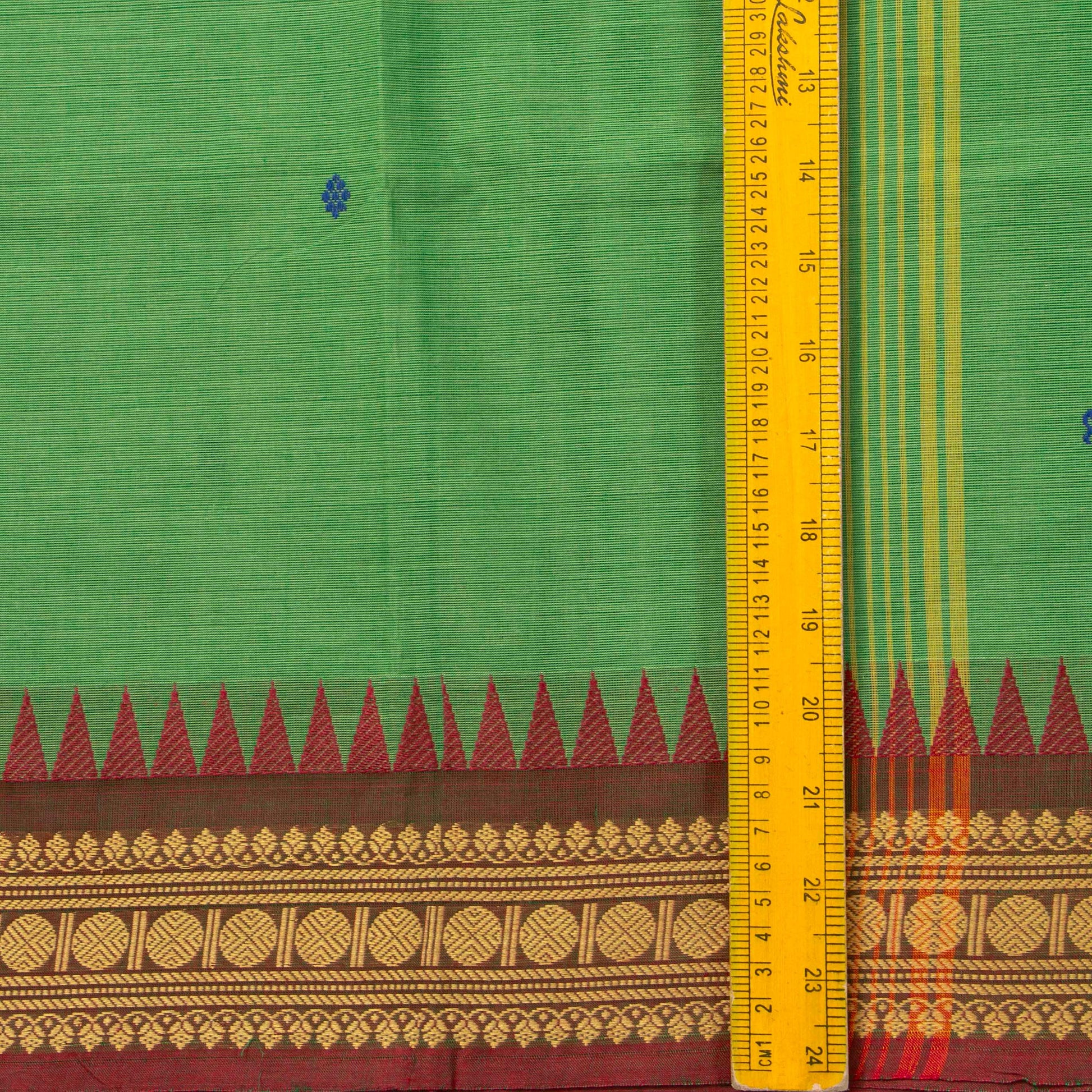 Green Kanchi Cotton Saree Ganga Jamuna Border PV MM KC 182 - Cotton Saree - Panjavarnam PV MM KC 182