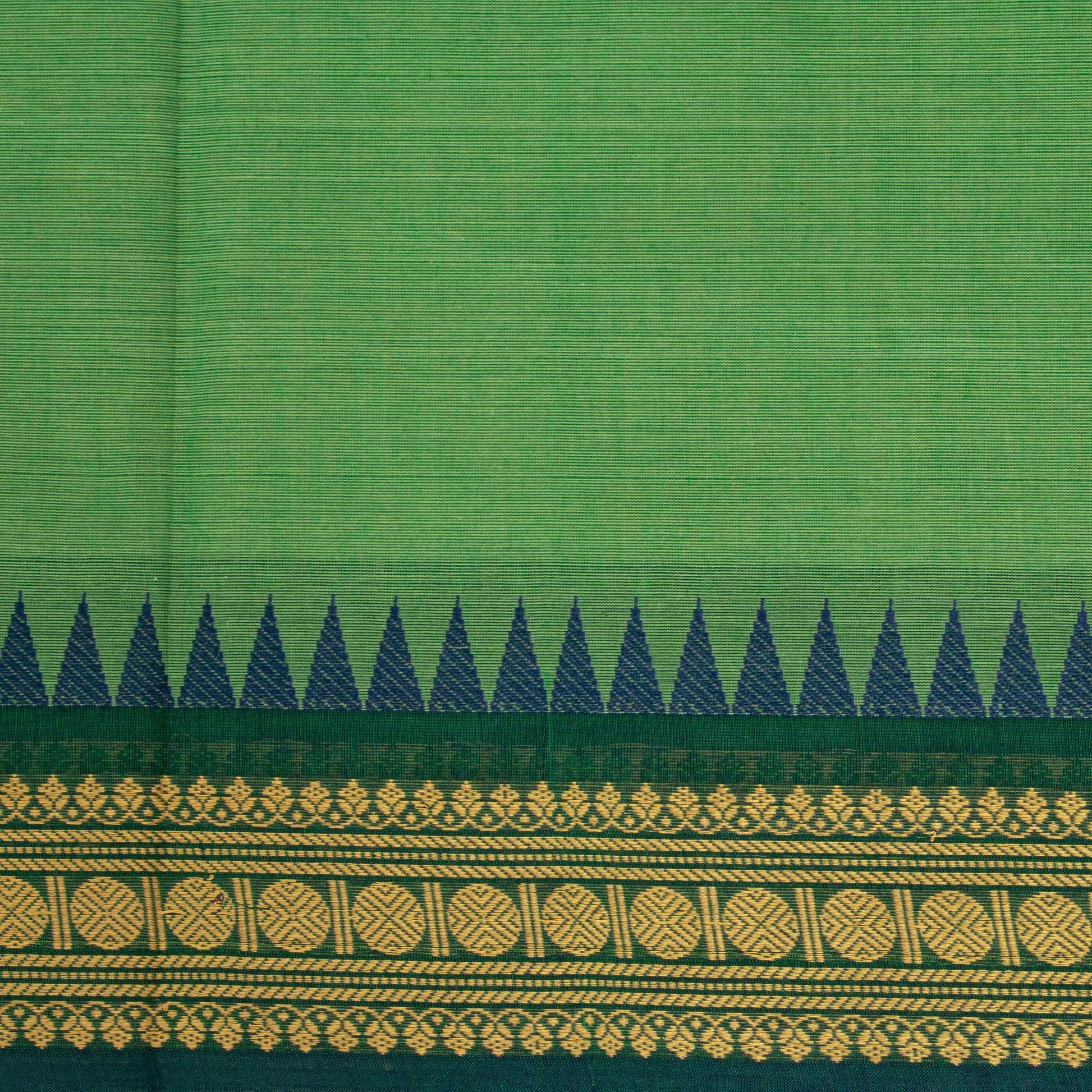 Green Kanchi Cotton Saree Ganga Jamuna Border PV MM KC 182 - Cotton Saree - Panjavarnam PV MM KC 182