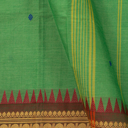 Green Kanchi Cotton Saree Ganga Jamuna Border PV MM KC 182 - Cotton Saree - Panjavarnam PV MM KC 182