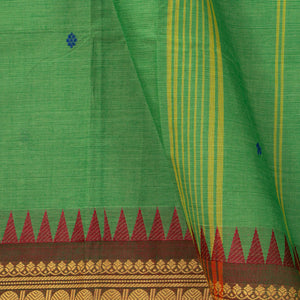 Green Kanchi Cotton Saree Ganga Jamuna Border PV MM KC 182 - Cotton Saree - Panjavarnam PV MM KC 182