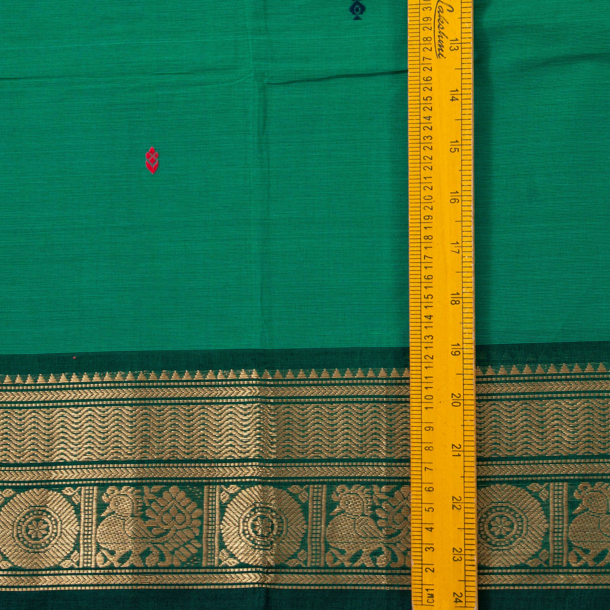 Green Kanchi Cotton Saree Ganga Jamuna Border PV MM KC 186 - Cotton Saree - Panjavarnam PV MM KC 186