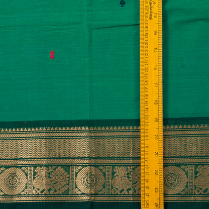 Green Kanchi Cotton Saree Ganga Jamuna Border PV MM KC 186 - Cotton Saree - Panjavarnam PV MM KC 186
