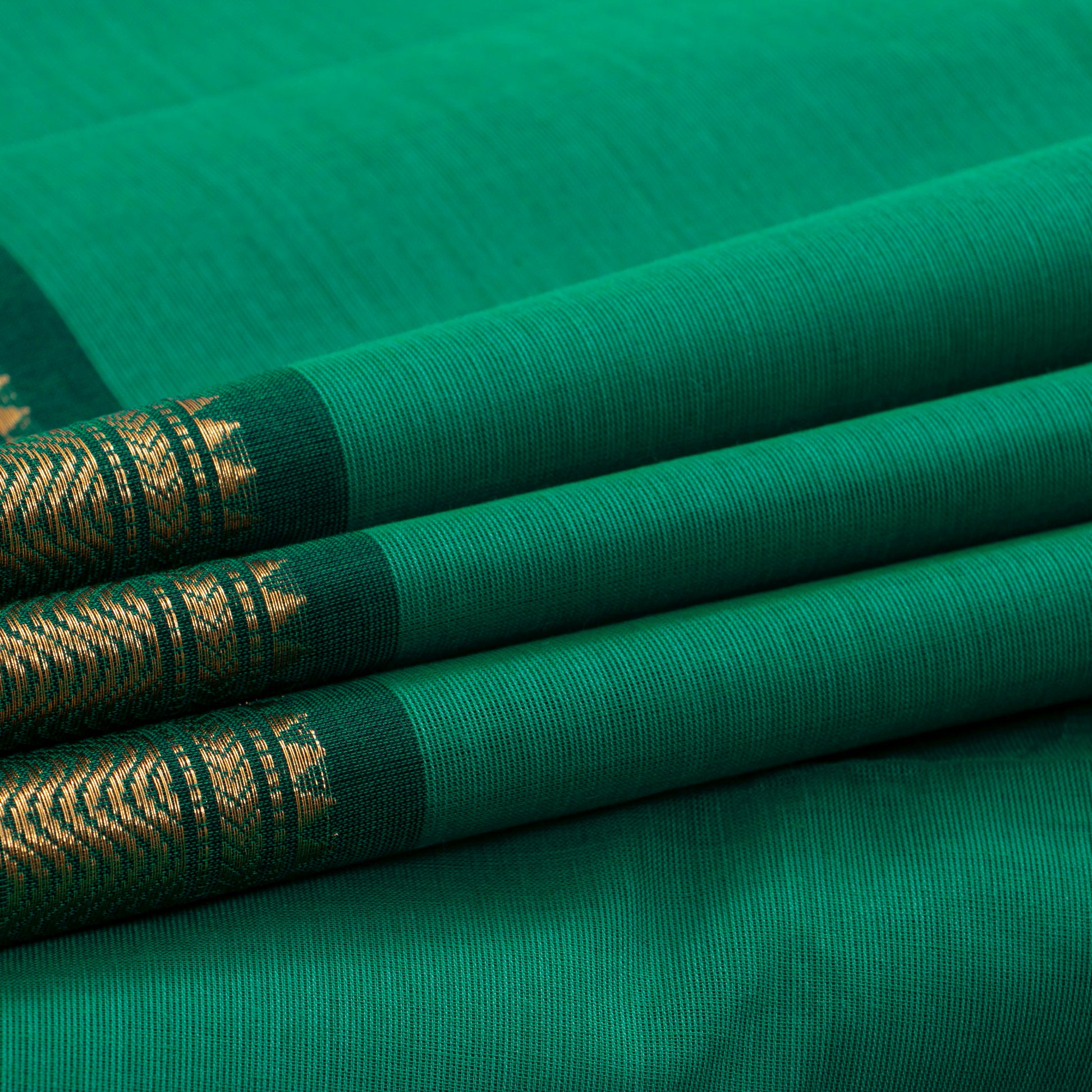 Green Kanchi Cotton Saree Ganga Jamuna Border PV MM KC 186 - Cotton Saree - Panjavarnam PV MM KC 186