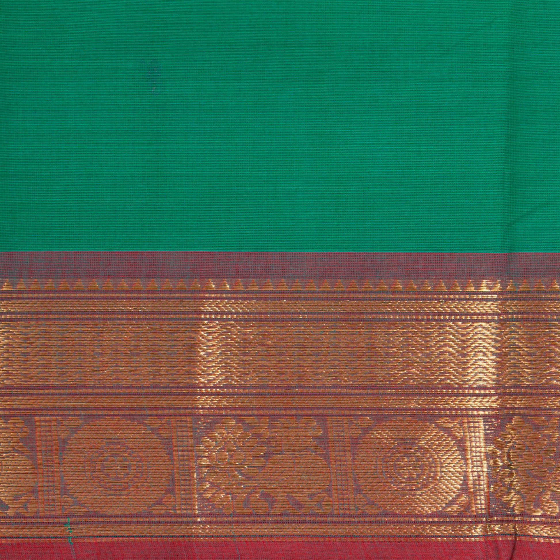 Green Kanchi Cotton Saree Ganga Jamuna Border PV MM KC 186 - Cotton Saree - Panjavarnam PV MM KC 186