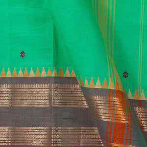 Green Kanchi Cotton Saree Ganga Jamuna Border PV MM KC 246 - Cotton Saree - Panjavarnam PV MM KC 246