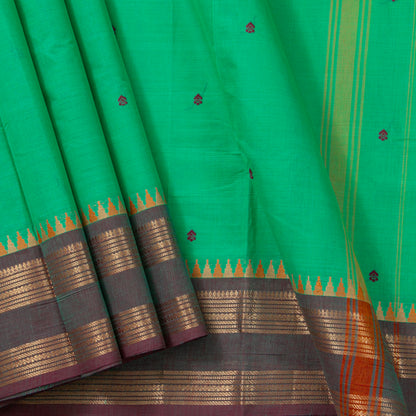Green Kanchi Cotton Saree Ganga Jamuna Border PV MM KC 246 - Cotton Saree - Panjavarnam PV MM KC 246