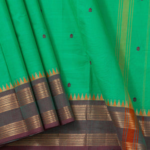 Green Kanchi Cotton Saree Ganga Jamuna Border PV MM KC 246 - Cotton Saree - Panjavarnam PV MM KC 246