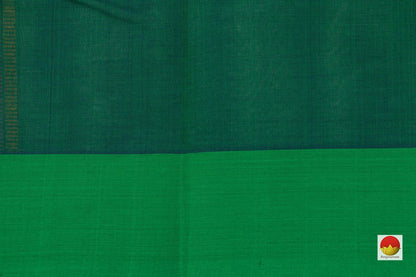 Green Kanchi Cotton Saree With Magenta Vertical Stripes For Office Wear PV KC 397 - Cotton Saree - Panjavarnam