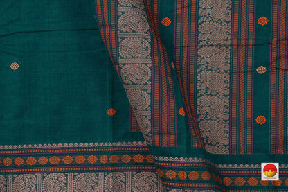 Green Kanchi Cotton Saree With Silk Thread Work For Office Wear PV KC 371 - Cotton Saree - Panjavarnam