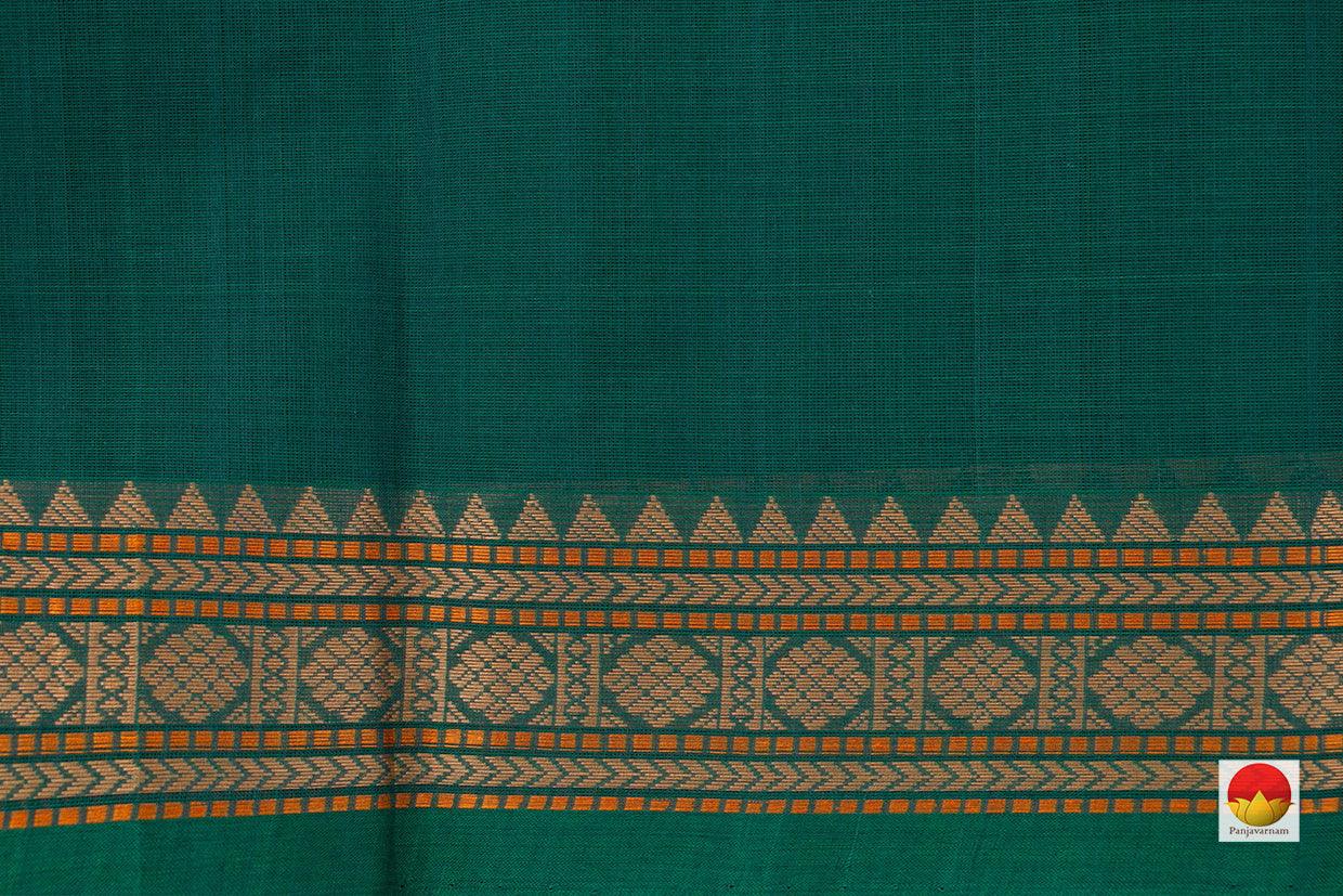 Green Kanchi Cotton Saree With Vertical Stripes For Office Wear PV KC 386 - Cotton Saree - Panjavarnam PV KC 386