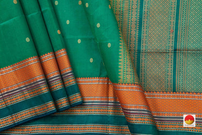 Green Kanchi Silk Cotton Saree With Butta And Silk Thread Work Handwoven For Office Wear PV KSC 1212 - Silk Cotton - Panjavarnam PV KSC 1212