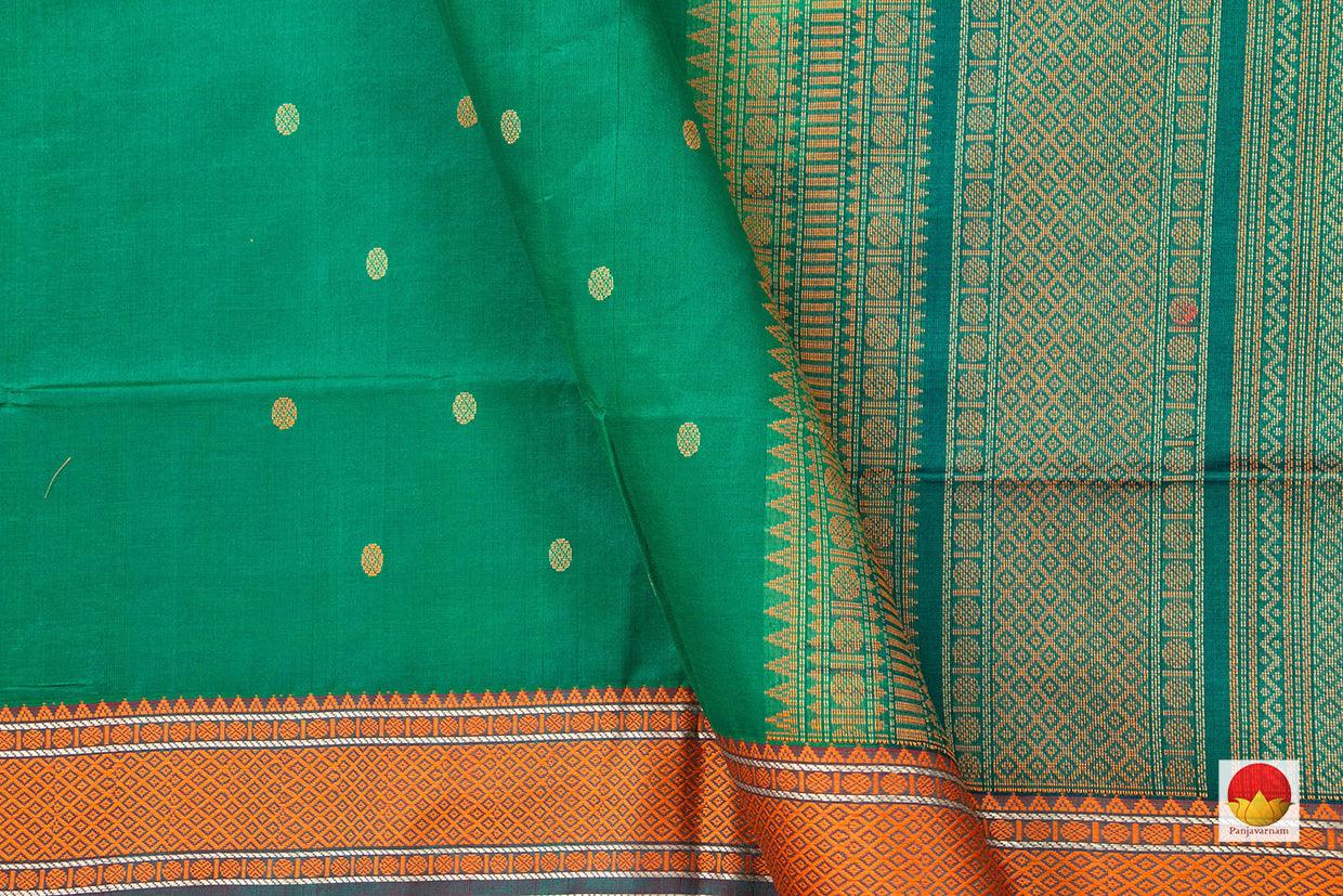 Green Kanchi Silk Cotton Saree With Butta And Silk Thread Work Handwoven For Office Wear PV KSC 1212 - Silk Cotton - Panjavarnam PV KSC 1212