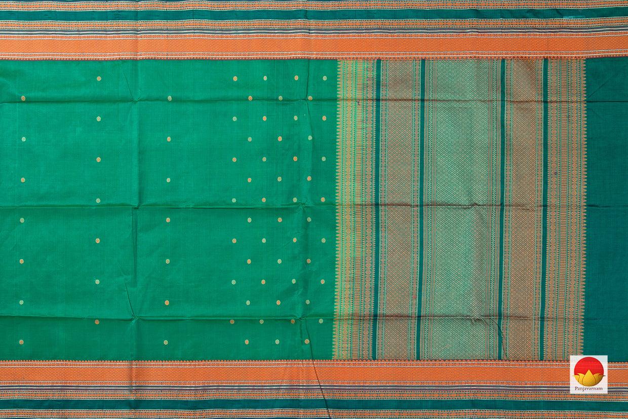 Green Kanchi Silk Cotton Saree With Butta And Silk Thread Work Handwoven For Office Wear PV KSC 1212 - Silk Cotton - Panjavarnam PV KSC 1212