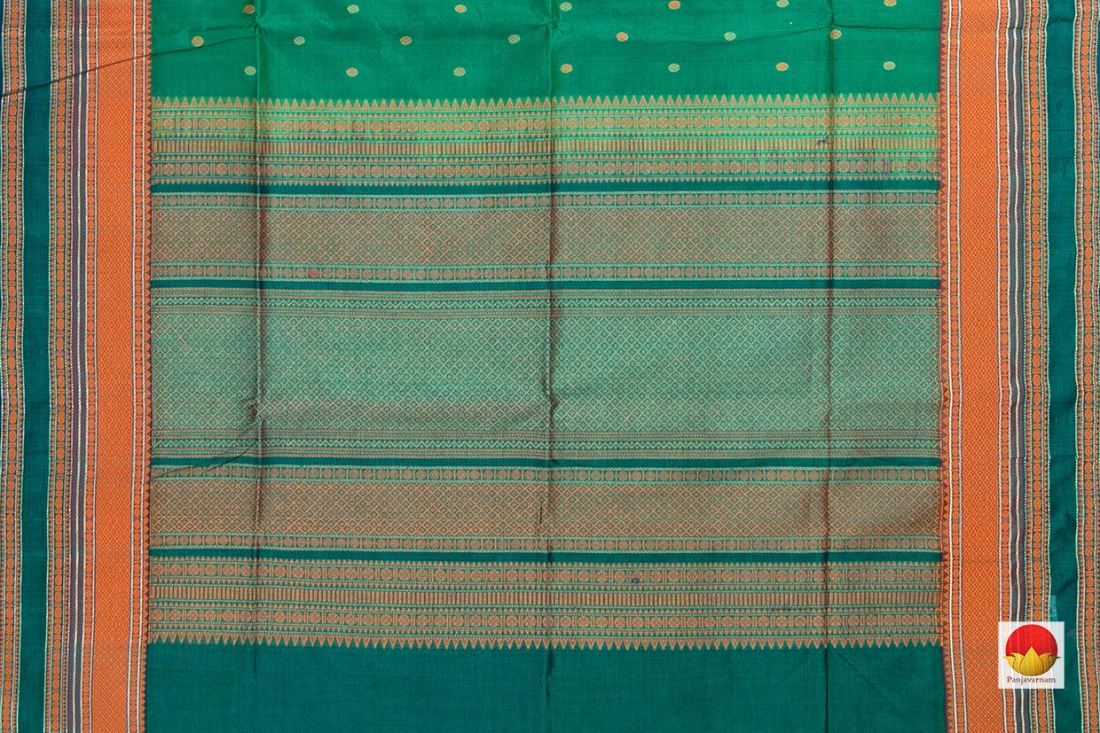 Green Kanchi Silk Cotton Saree With Butta And Silk Thread Work Handwoven For Office Wear PV KSC 1212 - Silk Cotton - Panjavarnam PV KSC 1212