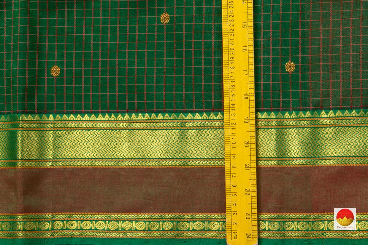 Green Kanchi Silk Cotton Saree With Gold Zari And Silk Thread Work Handwoven For Festive Wear PV KSC 1208 - Silk Cotton - Panjavarnam PV KSC 1208