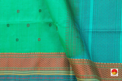 Green Kanchi Silk Cotton Saree With Silk Thread Work Handwoven For Office Wear PV KSC 1213 - Silk Cotton - Panjavarnam