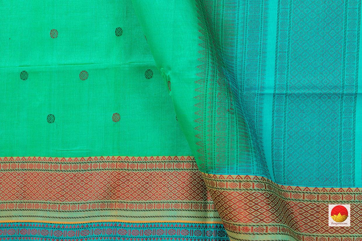 Green Kanchi Silk Cotton Saree With Silk Thread Work Handwoven For Office Wear PV KSC 1213 - Silk Cotton - Panjavarnam PV KSC 1213