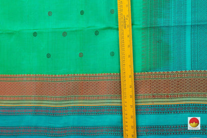 Green Kanchi Silk Cotton Saree With Silk Thread Work Handwoven For Office Wear PV KSC 1213 - Silk Cotton - Panjavarnam PV KSC 1213