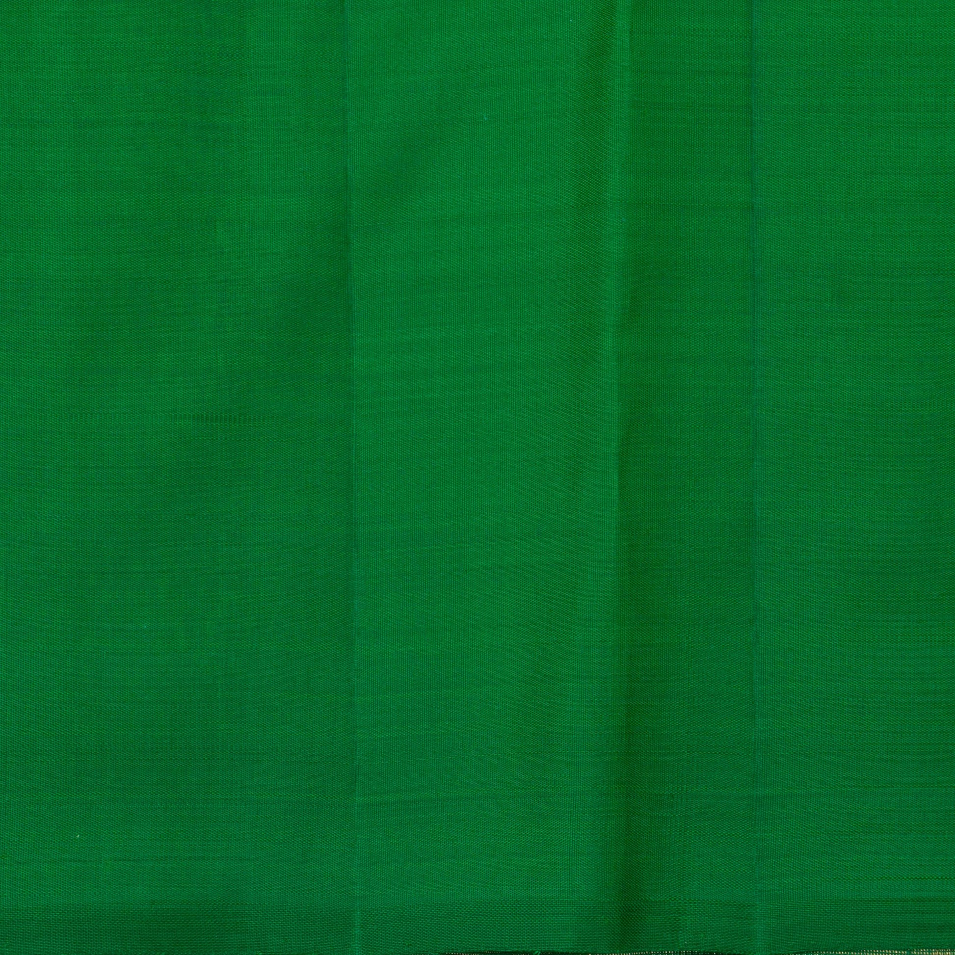 Green Kanchipuram Borderless Silk Saree Handwoven Pure Silk Pure Zari For Festive Wear PV GTA 101 - Silk Sari - Panjavarnam PV GTA 101