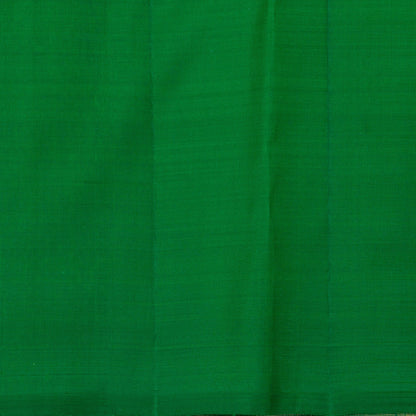 Green Kanchipuram Borderless Silk Saree Handwoven Pure Silk Pure Zari For Festive Wear PV GTA 101 - Silk Sari - Panjavarnam PV GTA 101