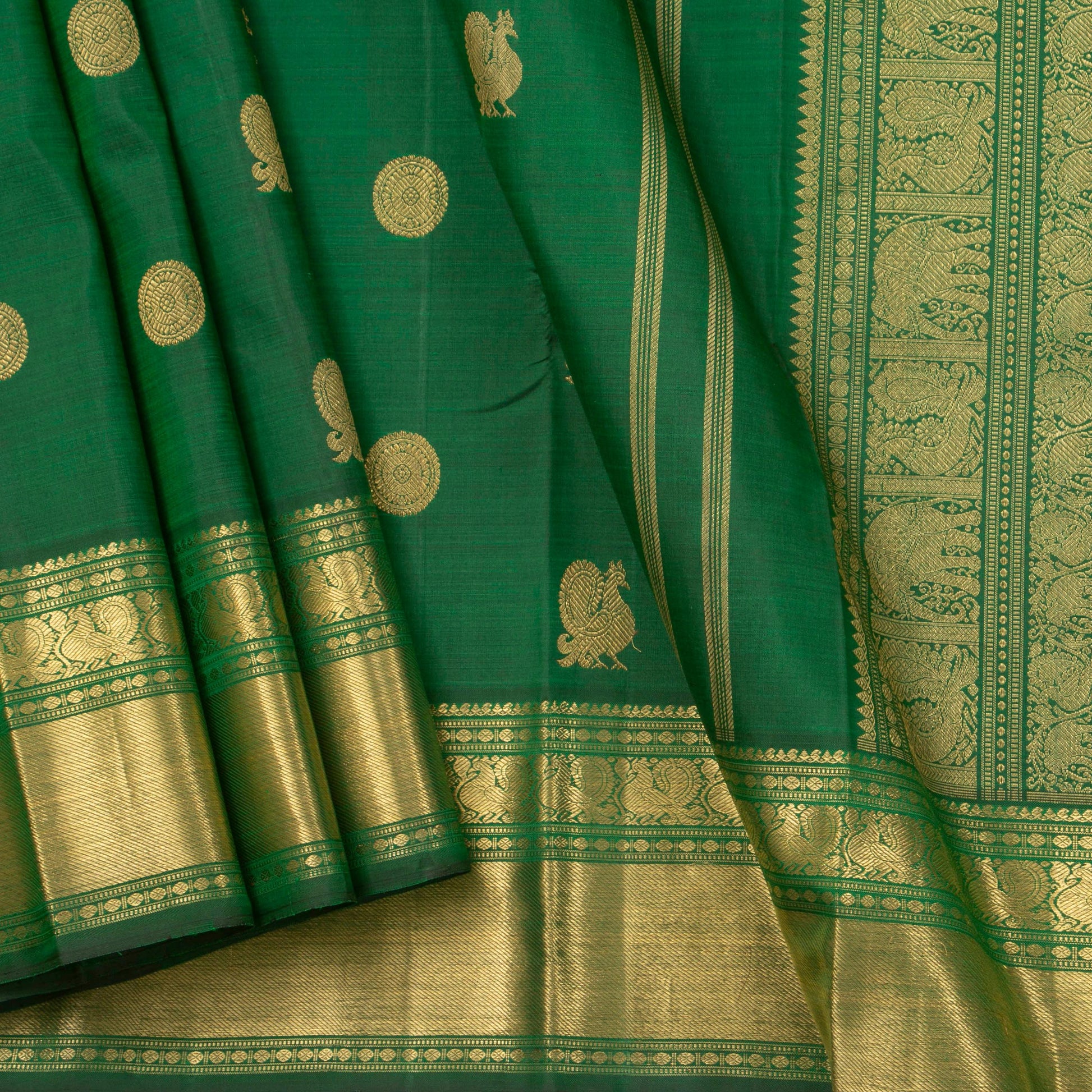 Green Kanchipuram Silk Saree For Bridal Wear PV NYC 1296 – Panjavarnam