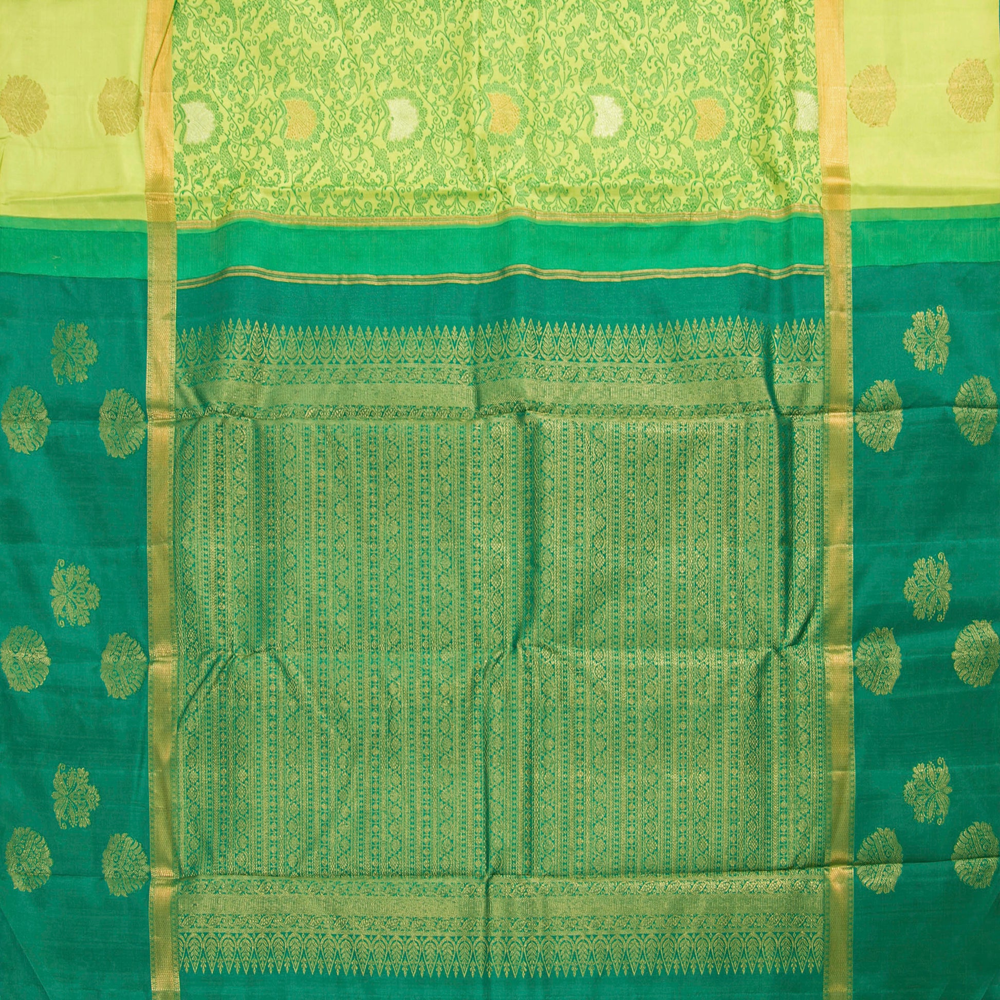 Green Kanchipuram Silk Saree For Festive Wear PV NYC 1502 - Silk Sari - Panjavarnam PV NYC 1502