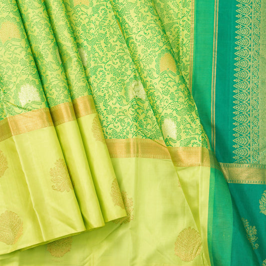 Green Kanchipuram Silk Saree For Festive Wear PV NYC 1502 - Silk Sari - Panjavarnam PV NYC 1502