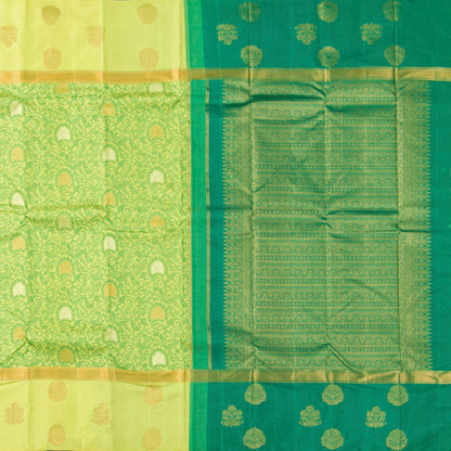 Green Kanchipuram Silk Saree For Festive Wear PV NYC 1502 - Silk Sari - Panjavarnam PV NYC 1502