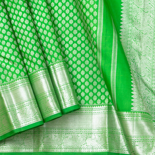 Green Kanchipuram Silk Saree For Wedding Wear PV NYC 1393 - Silk Sari - Panjavarnam PV NYC 1393