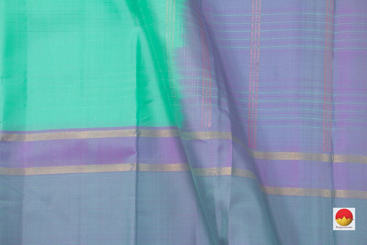 Green Kanchipuram Silk Saree Handwoven Pure Silk Light Weight With Long Border Office Wear PV KNN 168 - Silk Sari - Panjavarnam