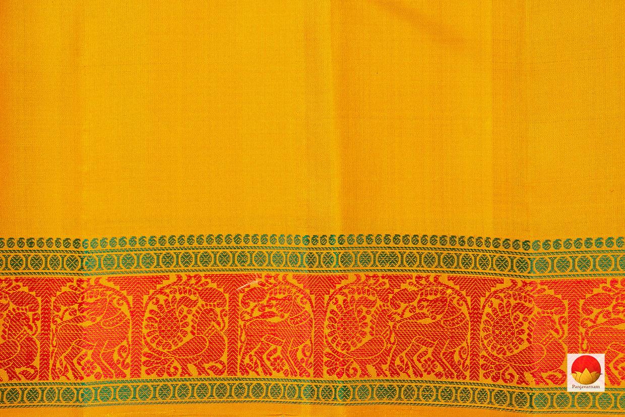 Green Kanchipuram Silk Saree Handwoven Pure Silk No Zari For Festive Wear PV RM NZ 437 - Silk Sari - Panjavarnam
