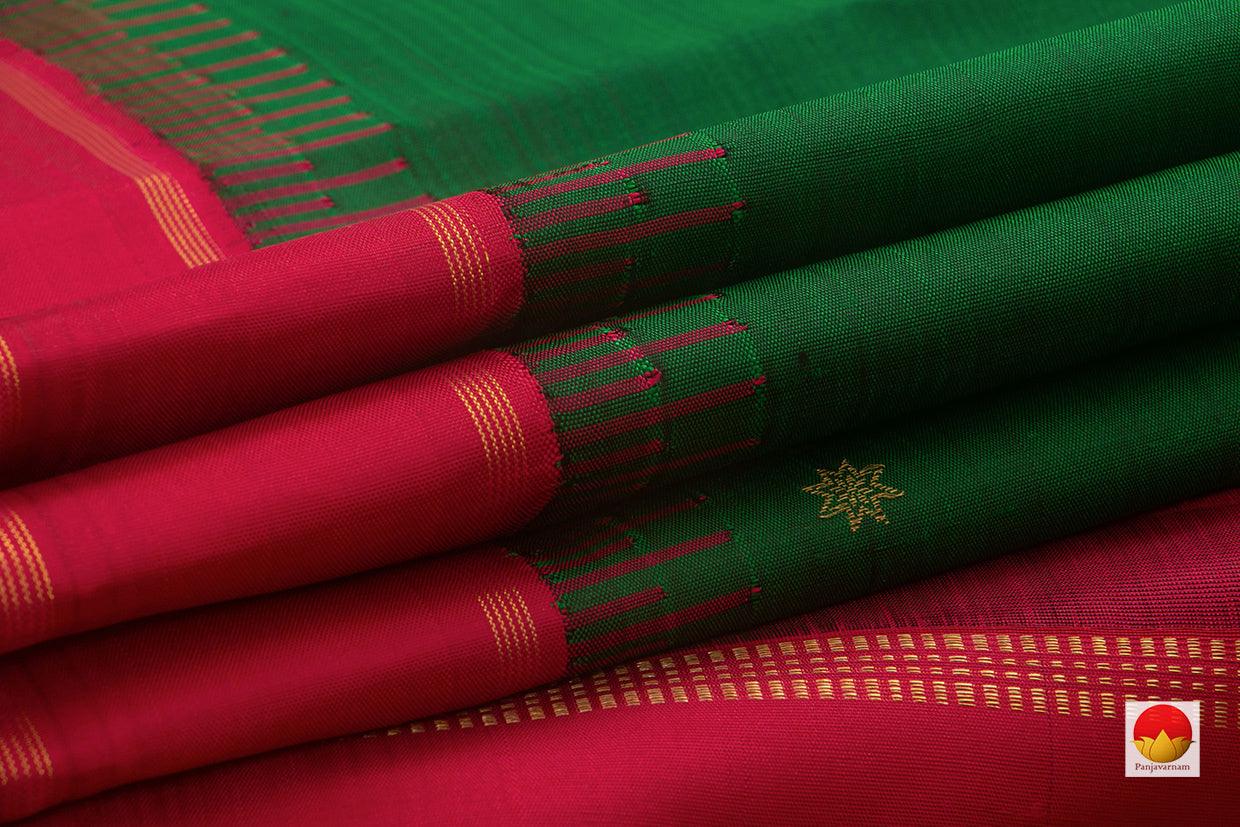 Green Kanchipuram Silk Saree Handwoven Pure Silk Pure Zari For Festive Wear PV NYC 848 - Silk Sari - Panjavarnam