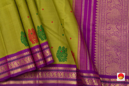 Green Kanchipuram Silk Saree Handwoven Pure Silk Pure Zari Ganga Jamuna For Wedding Wear PV NYC 788 - Silk Sari - Panjavarnam