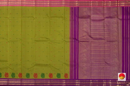 Green Kanchipuram Silk Saree Handwoven Pure Silk Pure Zari Ganga Jamuna For Wedding Wear PV NYC 788 - Silk Sari - Panjavarnam PV NYC 788