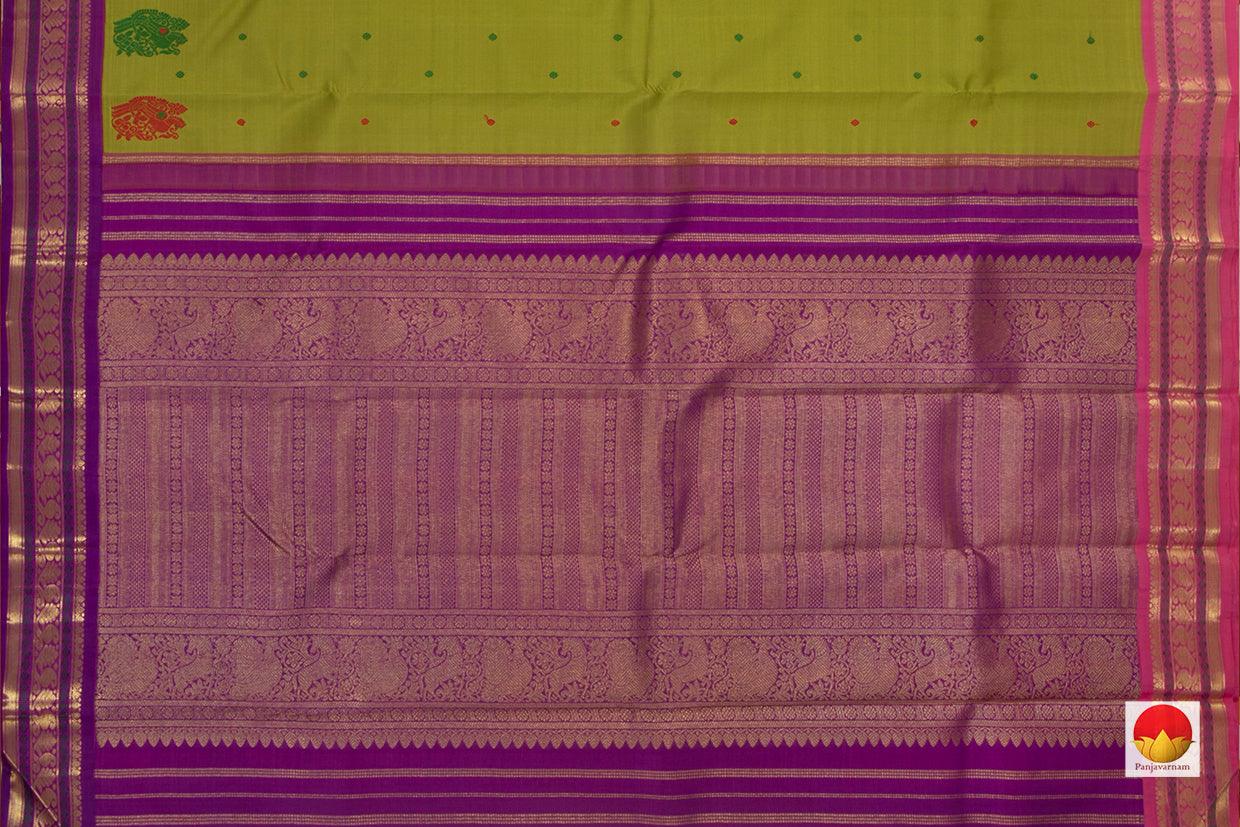 Green Kanchipuram Silk Saree Handwoven Pure Silk Pure Zari Ganga Jamuna For Wedding Wear PV NYC 788 - Silk Sari - Panjavarnam PV NYC 788