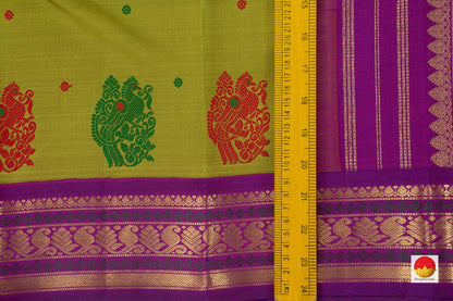 Green Kanchipuram Silk Saree Handwoven Pure Silk Pure Zari Ganga Jamuna For Wedding Wear PV NYC 788 - Silk Sari - Panjavarnam PV NYC 788