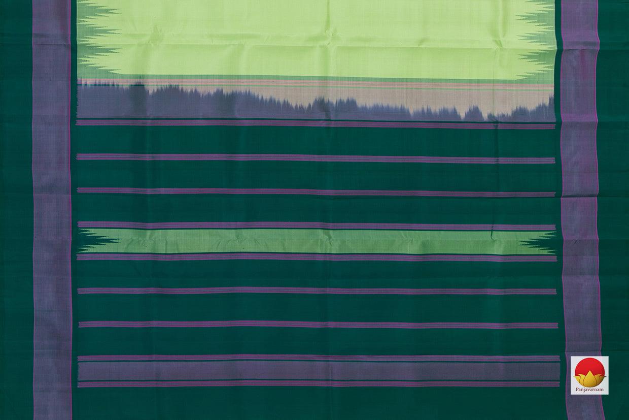 Green Kanchipuram Silk Saree Handwoven Pure Silk Temple Border No Zari PV KNN 191 - Silk Sari - Panjavarnam PV KNN 191