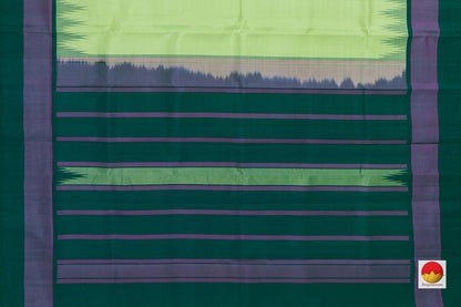 Green Kanchipuram Silk Saree Handwoven Pure Silk Temple Border No Zari PV KNN 191 - Silk Sari - Panjavarnam PV KNN 191