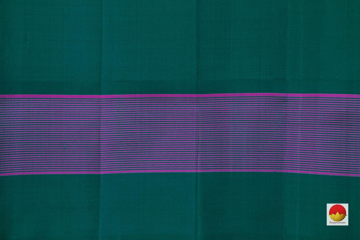 Green Kanchipuram Silk Saree Handwoven Pure Silk Temple Border No Zari PV KNN 191 - Silk Sari - Panjavarnam PV KNN 191