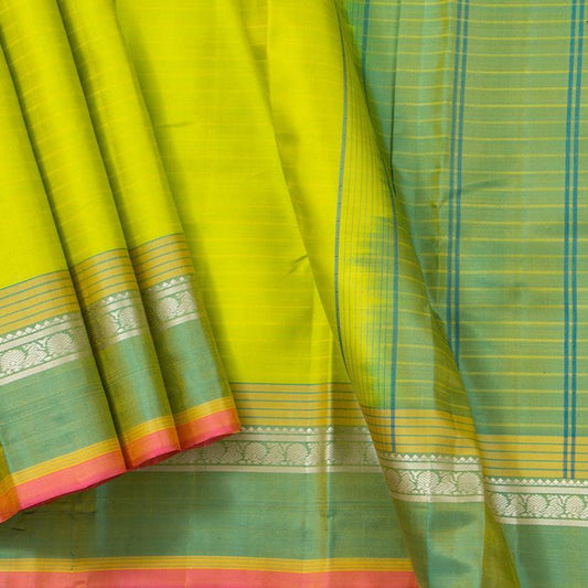 Green Kanchipuram Silk Saree Light Weight For Festive Wear PV KNN 206 - Silk Sari - Panjavarnam PV KNN 206