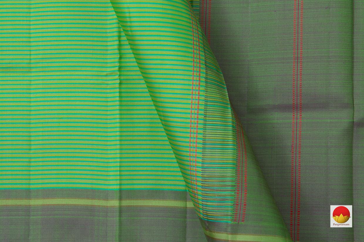 Green Kanchipuram Silk Saree No Zari Handwoven Pure Silk For Office Wear PV NYC 982 - Silk Sari - Panjavarnam