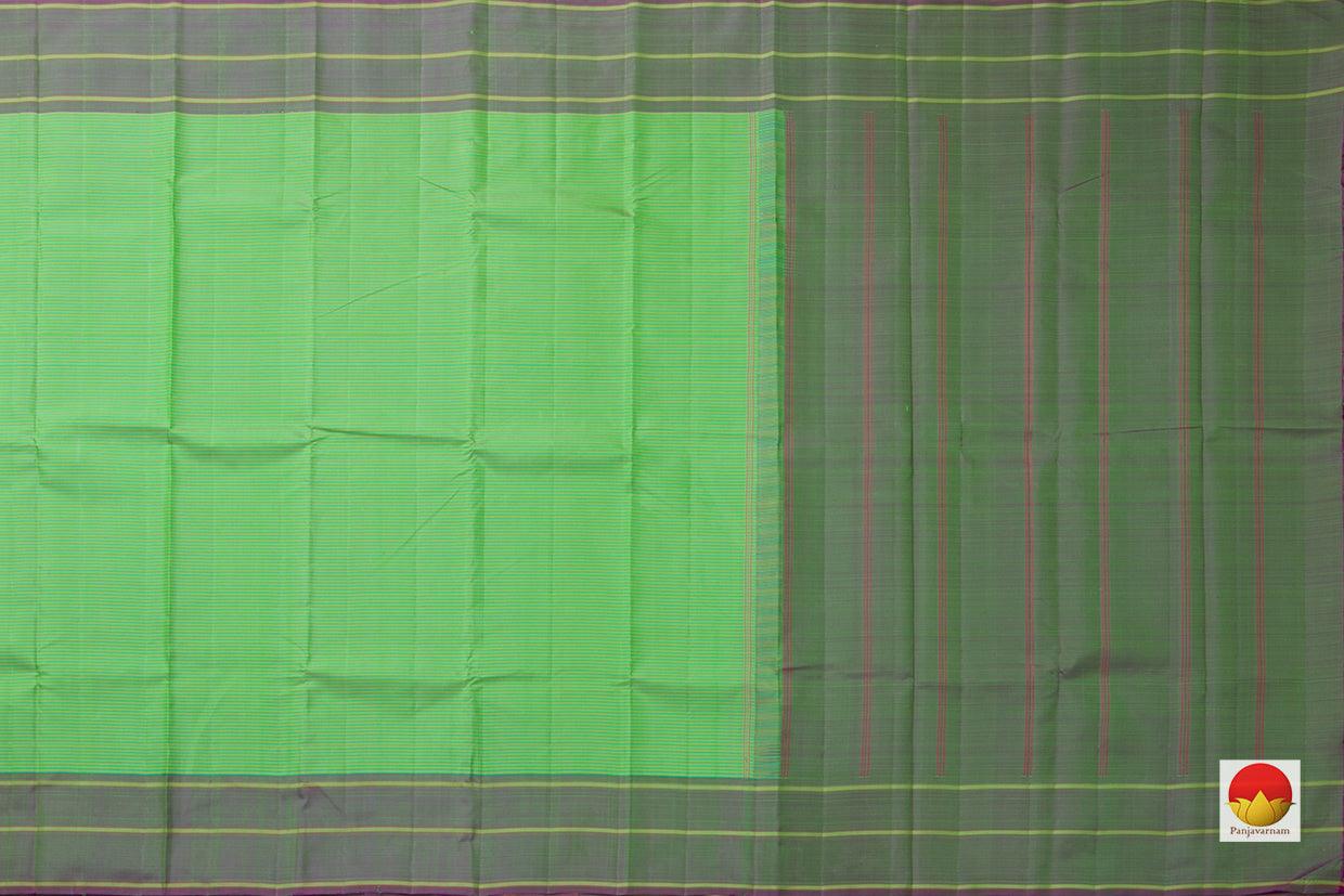 Green Kanchipuram Silk Saree No Zari Handwoven Pure Silk For Office Wear PV NYC 982 - Silk Sari - Panjavarnam