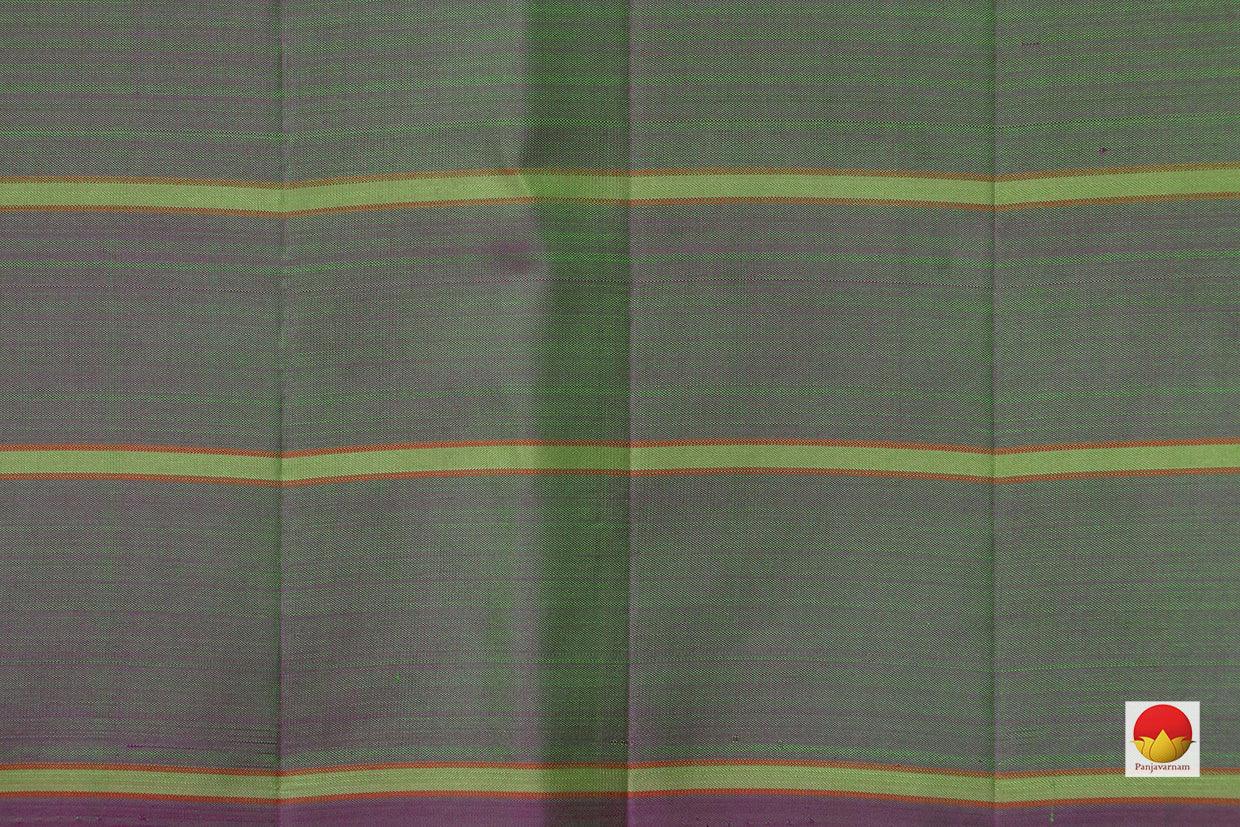 Green Kanchipuram Silk Saree No Zari Handwoven Pure Silk For Office Wear PV NYC 982 - Silk Sari - Panjavarnam PV NYC 982