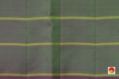 Green Kanchipuram Silk Saree No Zari Handwoven Pure Silk For Office Wear PV NYC 982 - Silk Sari - Panjavarnam PV NYC 982