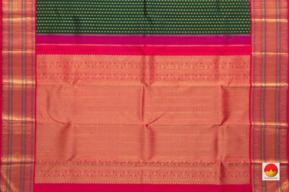 Green Kanchipuram Silk Saree With Contrast Pink Border Handwoven Pure Silk Pure Zari For Wedding Wear PV NYC 952 - Silk Sari - Panjavarnam