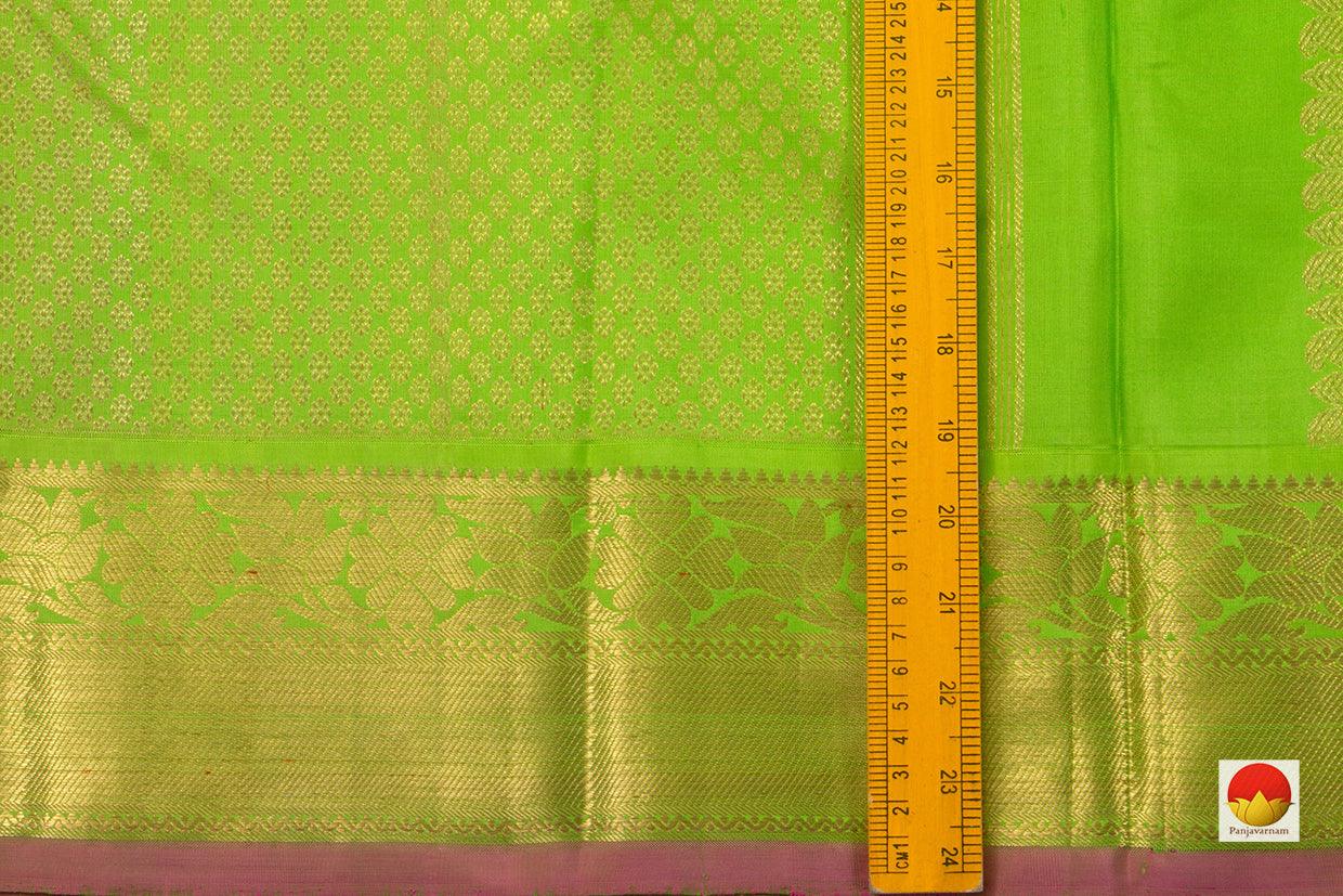 Green Kanchipuram Silk Saree With Kamalam Motif Handwoven Pure Silk Pure Zari For Wedding Wear PV NYC 733 - Silk Sari - Panjavarnam