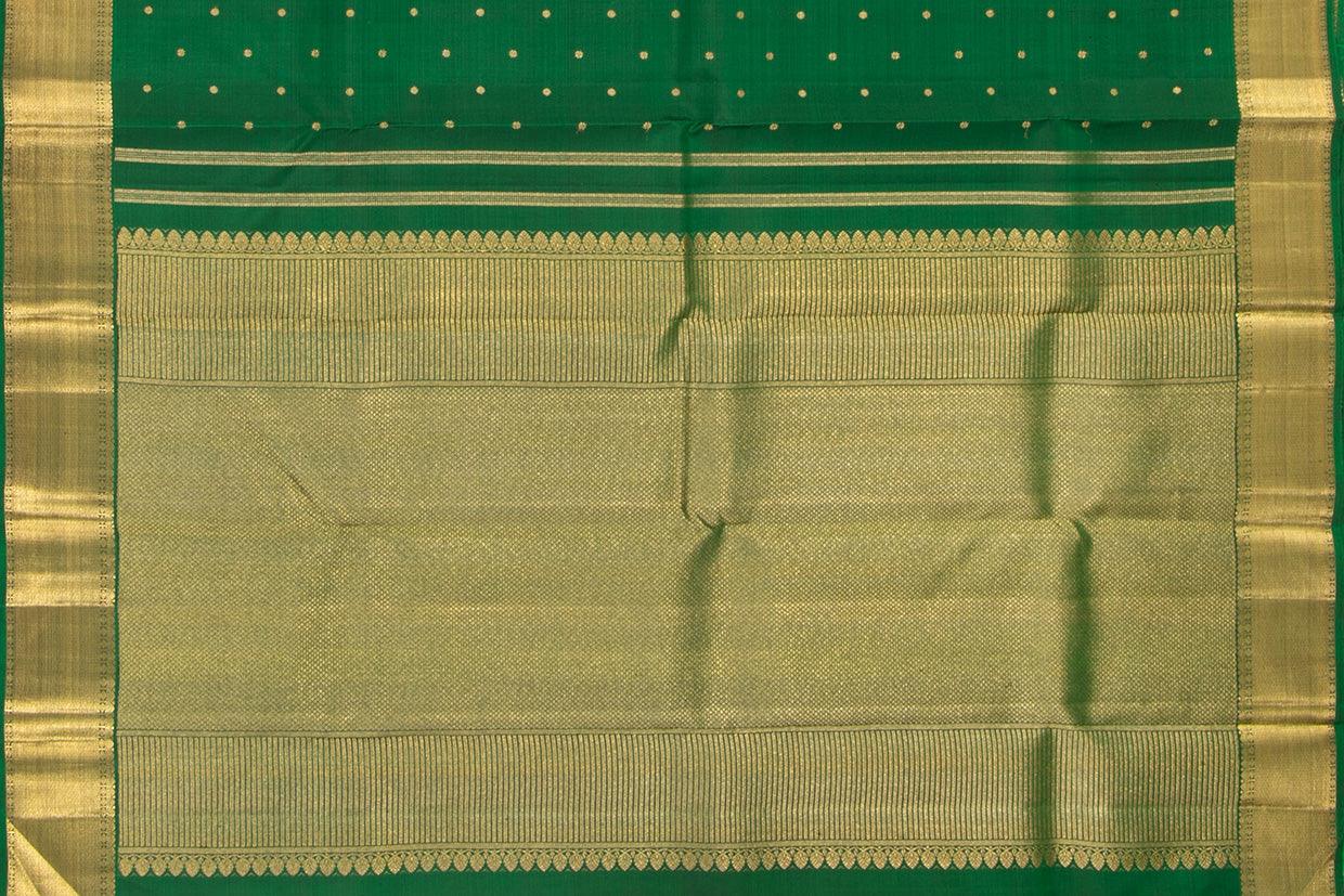 Green Kanchipuram Silk Saree With Kamalam Motifs And Medium Border Handwoven Pure Silk For Wedding Wear PV NYC 1014 - Silk Sari - Panjavarnam PV NYC 1014